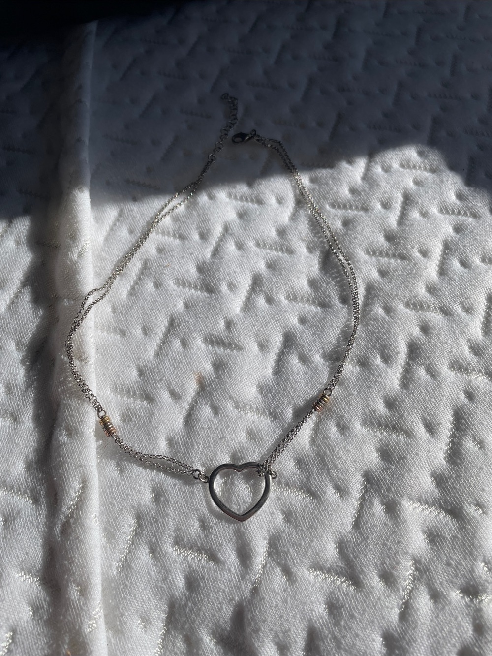 Silver Heart Pendant Choker Necklace - Women Jewelry